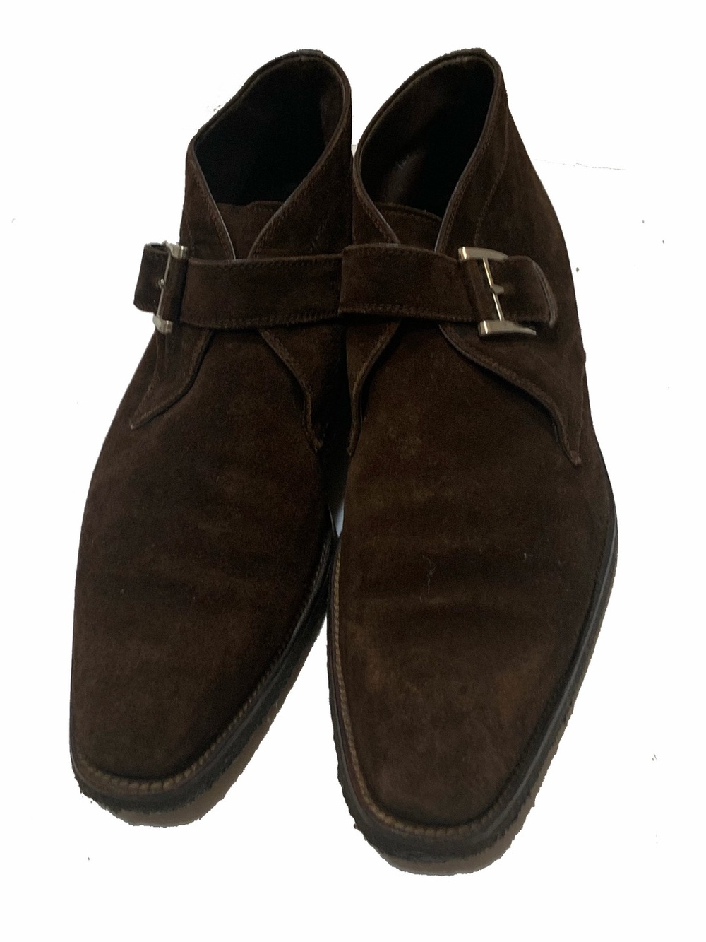 paul stuart men’s suede chukka boots Brown Suede Single Monk Strap Boots